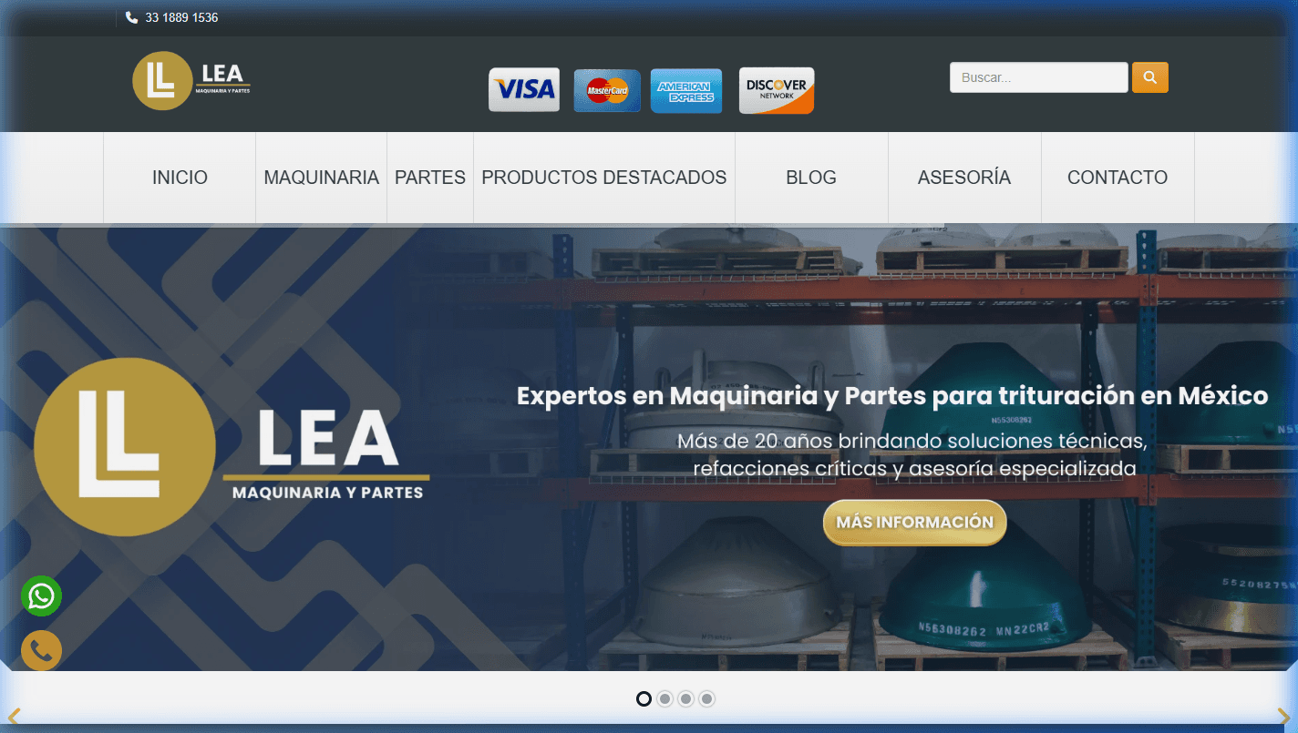 Proyecto web LEA Maquinaria - Catálogo Industrial - Desarrollado por Eduardo Leal